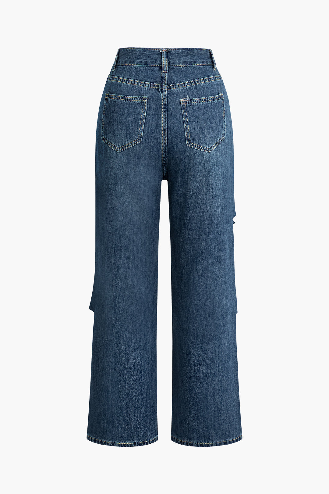 Asymmetric Waist Ripped Y2K Straight Leg Jeans for Trendy Grunge Aesthetic Outfits