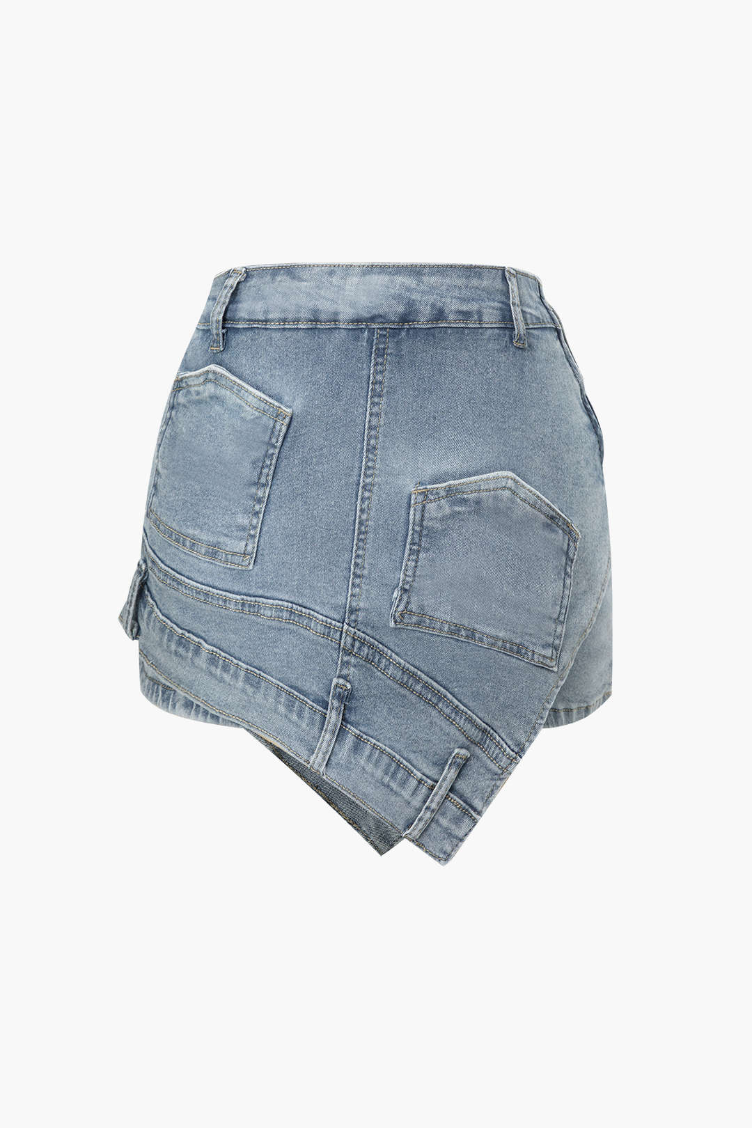 Asymmetric Y2K Denim Shorts for Trendy Grunge and Coquette Aesthetic Outfits