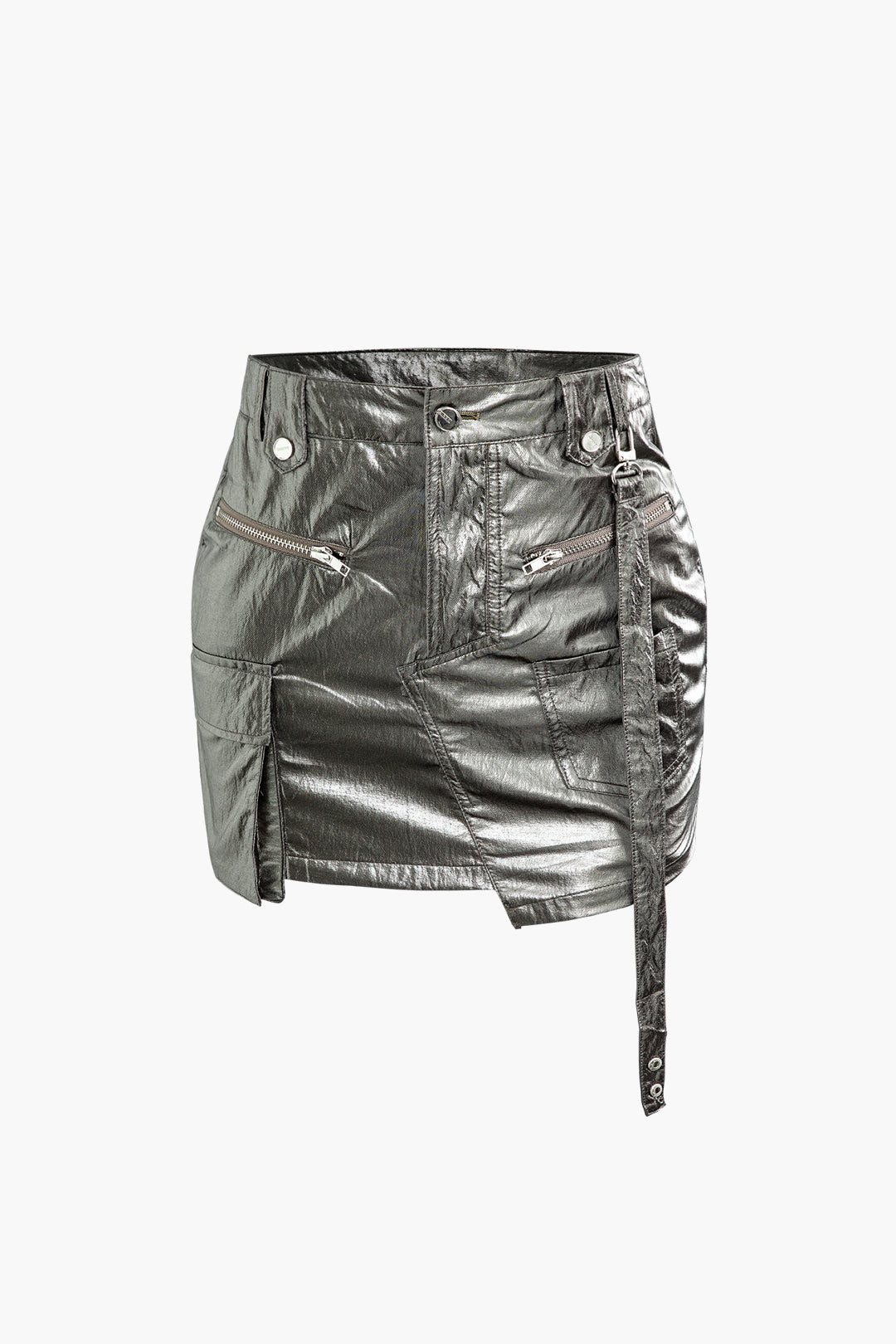 Asymmetric Zipper Multi-Pocket Cargo Skirt for Y2K Fashion and Grunge Aesthetic Outfits