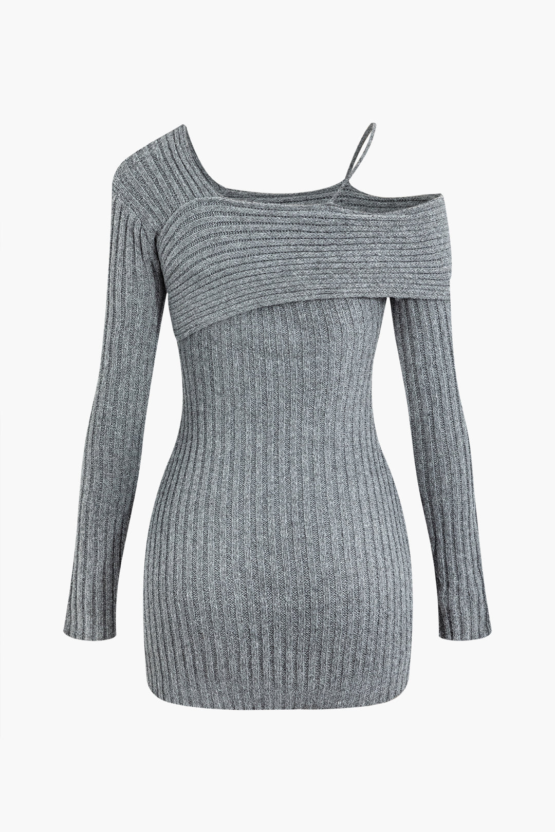 Asymmetrical Belted Rib Knit Mini Dress - Y2K Fashion with Coquette Aesthetic Touch