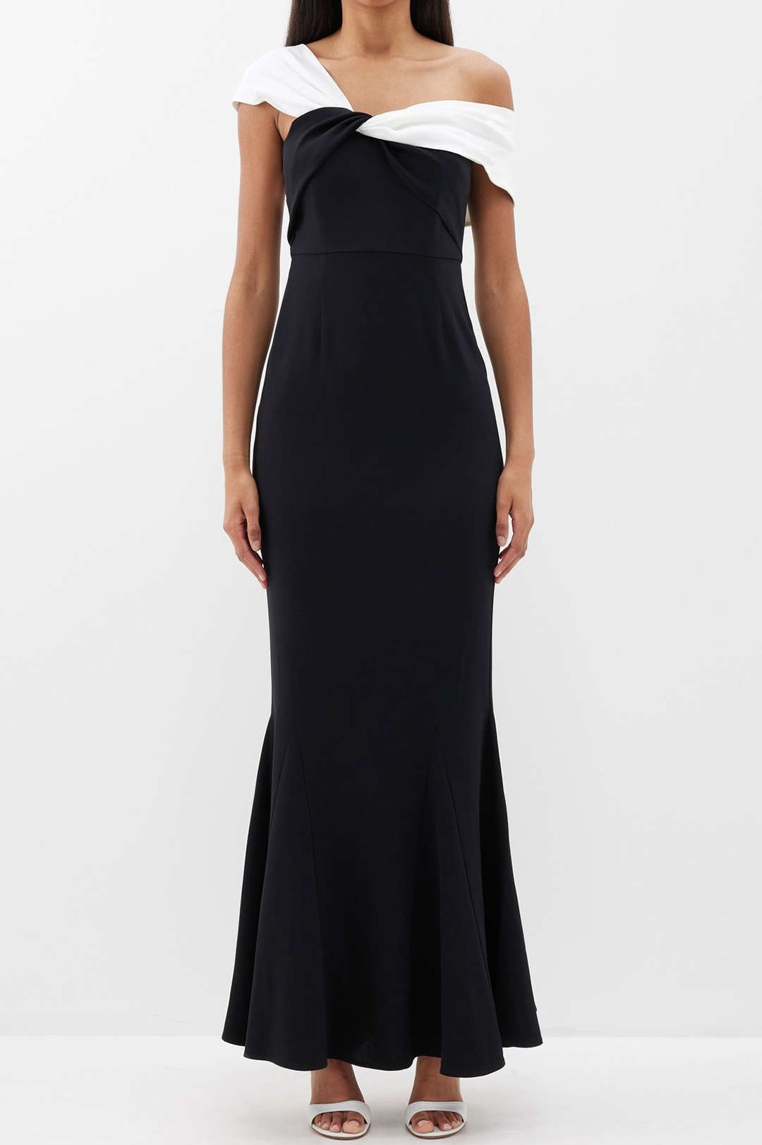 Asymmetrical Contrast Mermaid Maxi Dress - Y2K Aesthetic Evening Wear for Chic Style