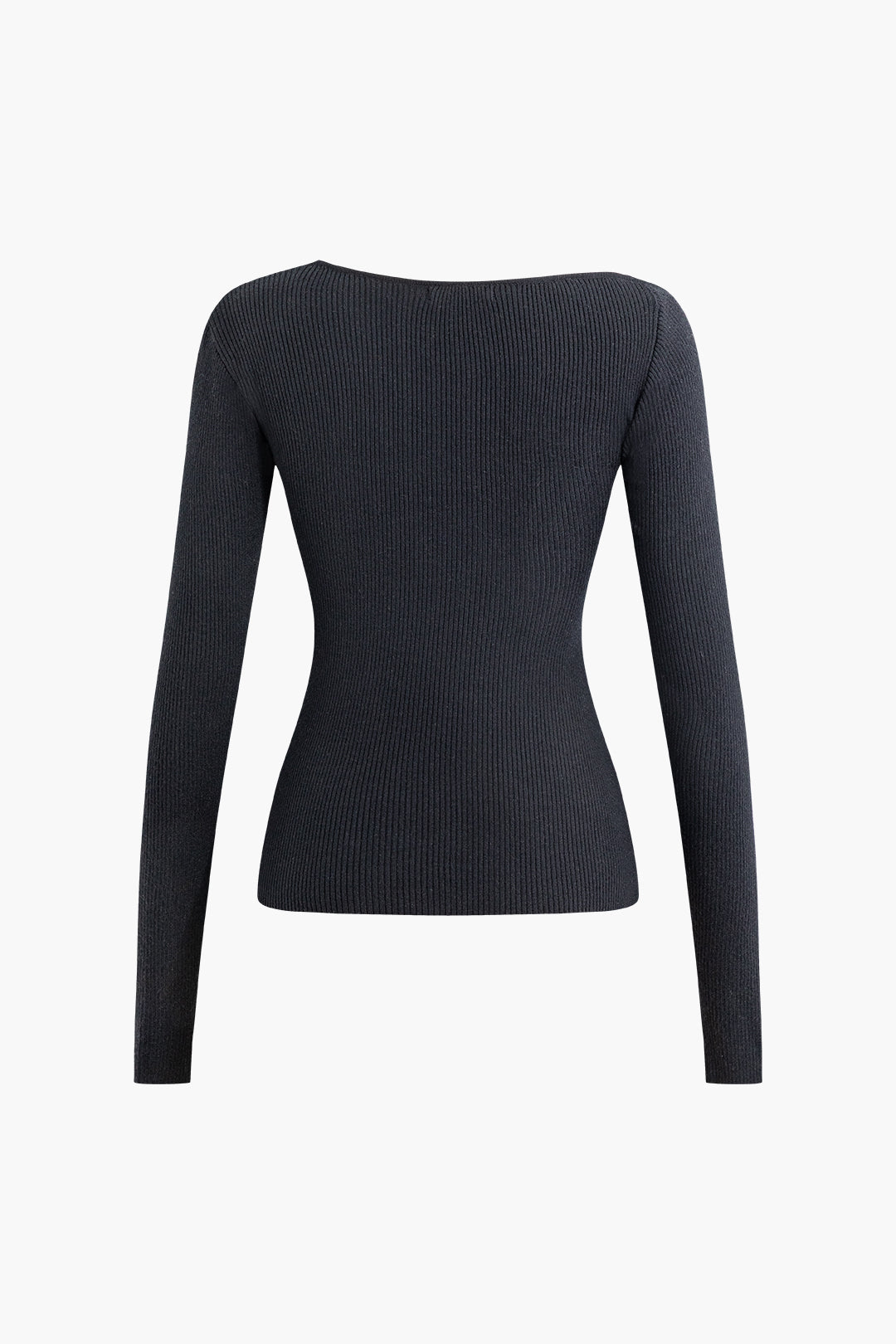 Asymmetrical Cut Out Long Sleeve Knit Top - Y2K Aesthetic Cute Top for Trendy Outfits