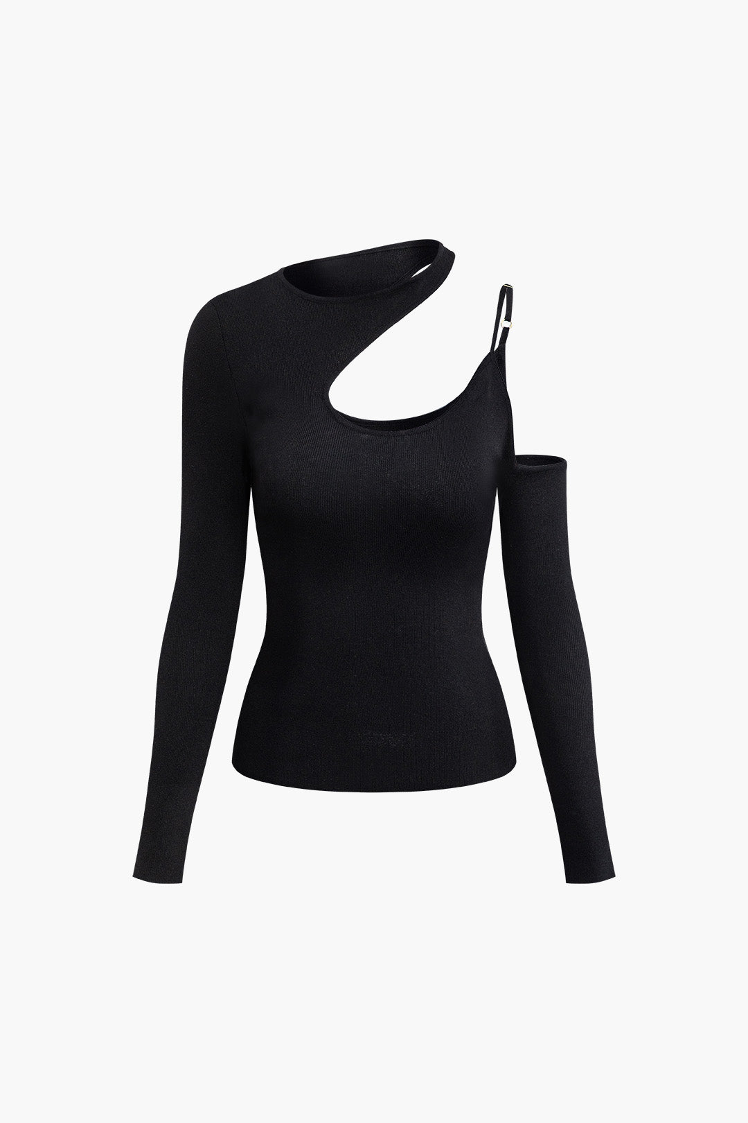 Asymmetrical Cut Out Long Sleeve Top - Y2K Aesthetic Cute Top for Trendy Outfits