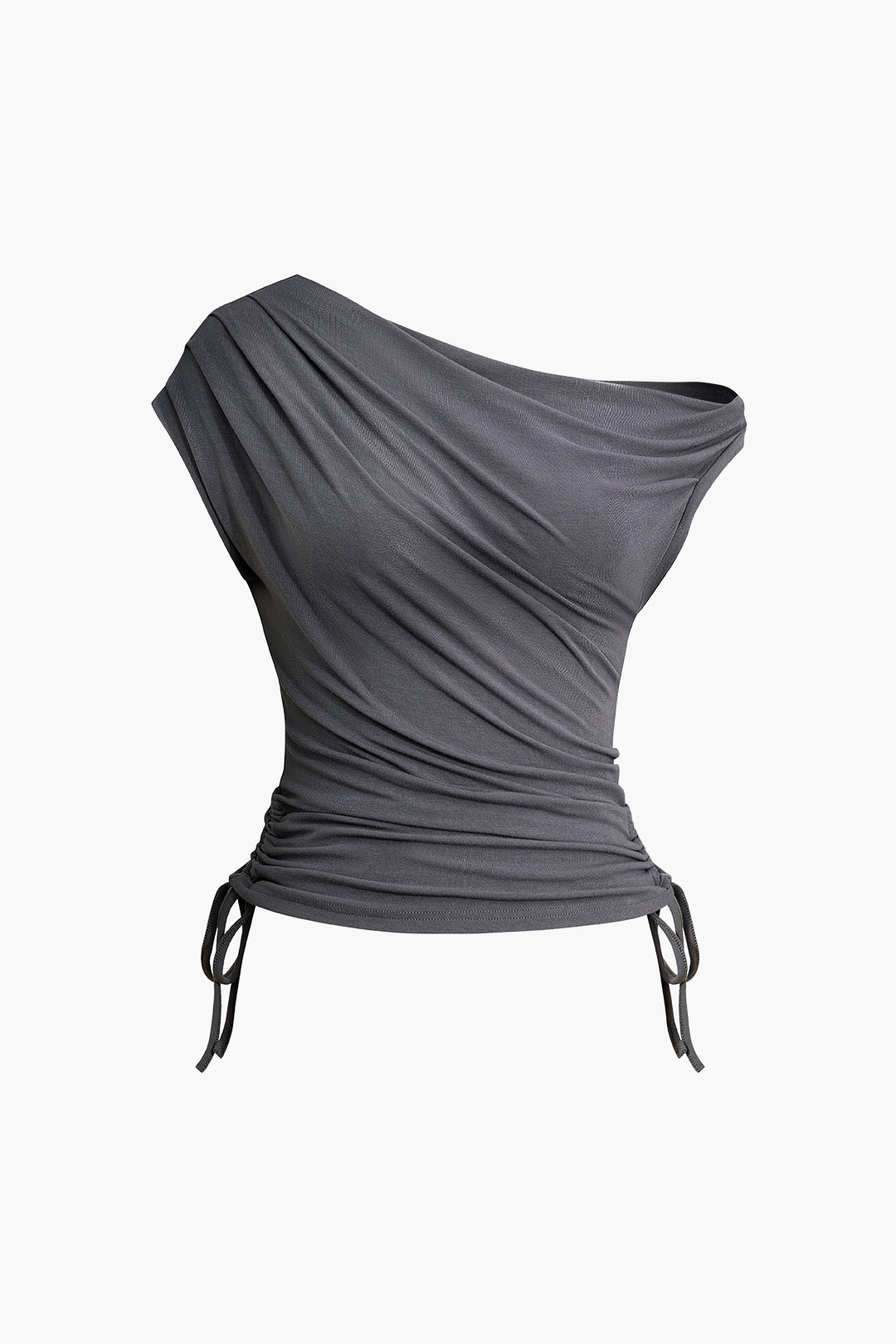 Asymmetrical Drawstring Ruched T-Shirt in Y2K Style for Trendy Aesthetic Outfits