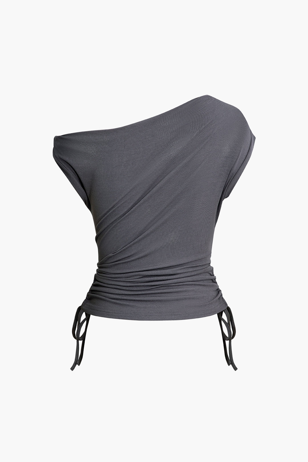 Asymmetrical Drawstring Ruched T-Shirt in Y2K Style for Trendy Aesthetic Outfits