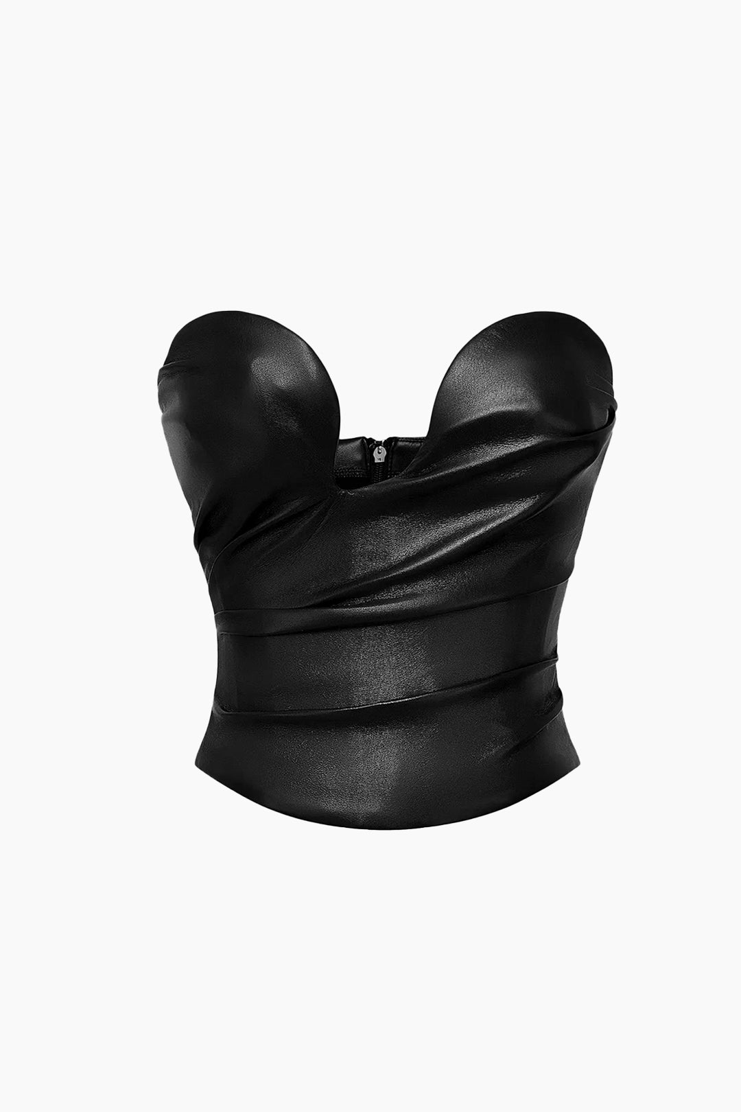 Asymmetrical Faux Leather Ruched Tube Top - Y2K Aesthetic Cute Top for Trendy Outfits