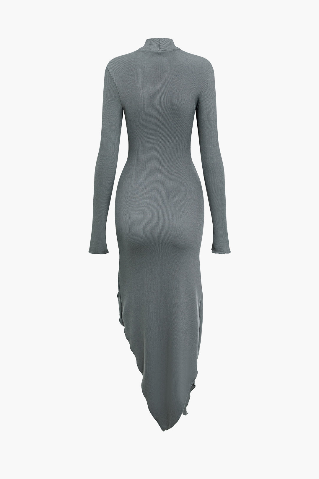 Asymmetrical Hem Ruched Turtleneck Dress in Y2K Style for Chic Aesthetic Outfits