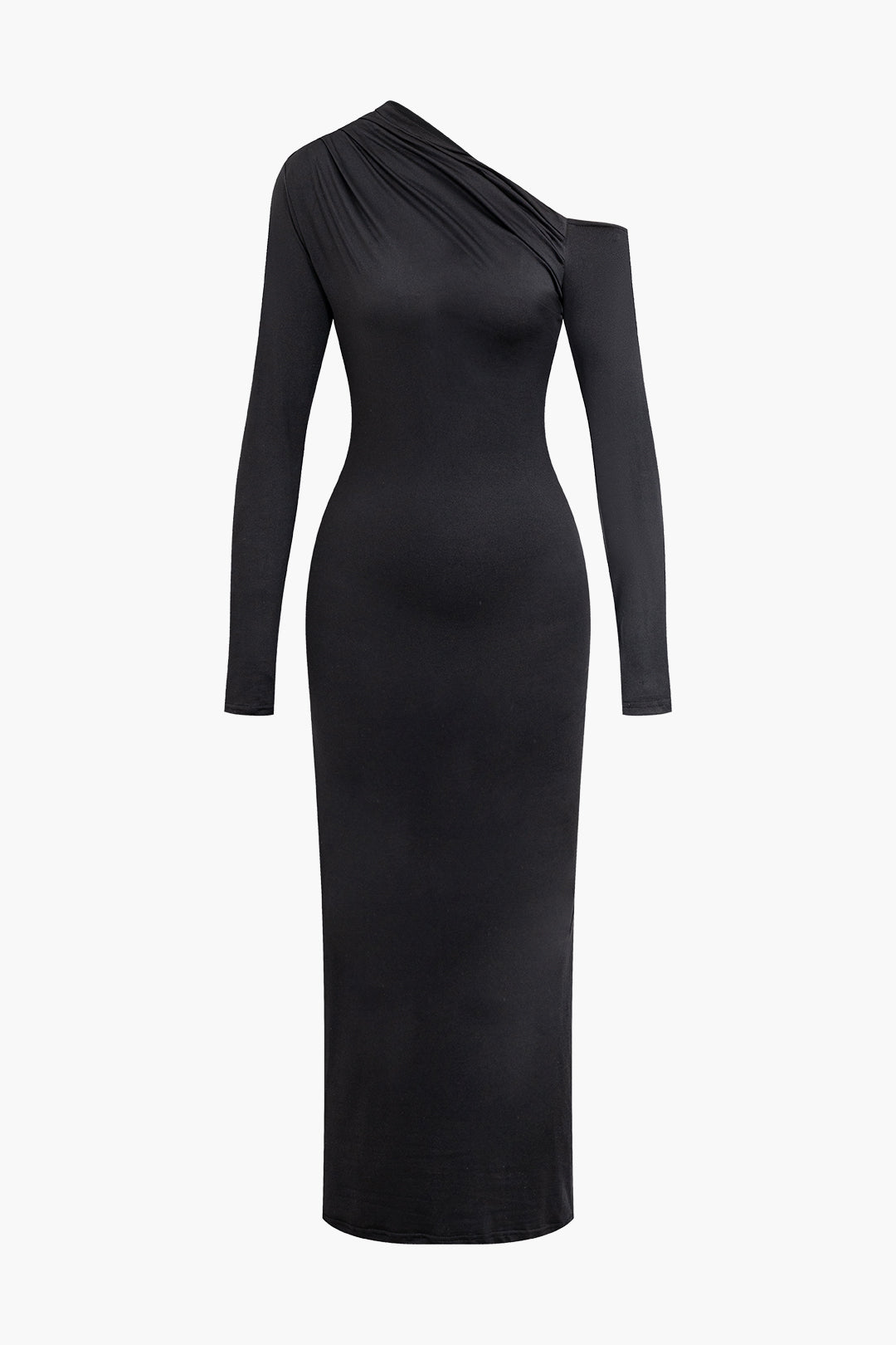 Asymmetrical Long Sleeve Maxi Dress in Y2K Style for a Chic Coquette Aesthetic Look