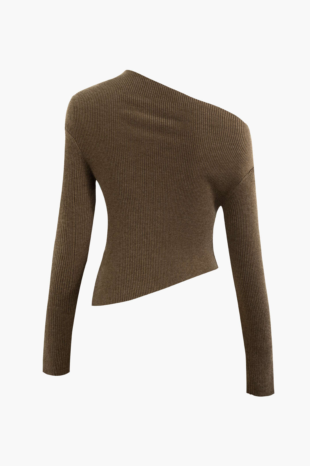 Asymmetrical Long Sleeve Rib Knit Top - Y2K Aesthetic Cute Top for Trendy Outfits