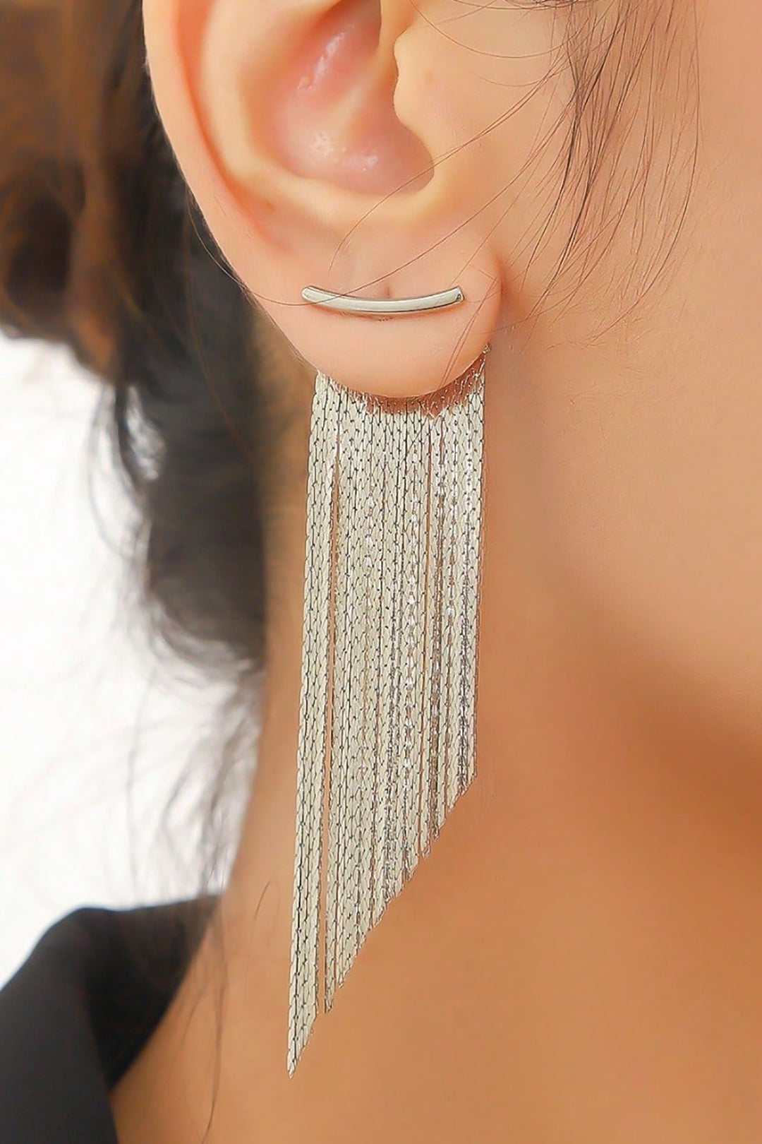 Asymmetrical Metal Fringe Earrings for Y2K Aesthetic and Coquette Style Outfits