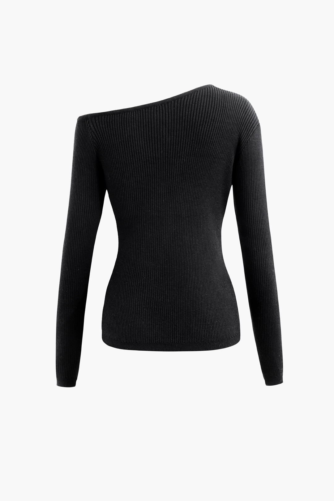 Asymmetrical Neck Zip-Up Long Sleeve Knit Top in Y2K Aesthetic Style