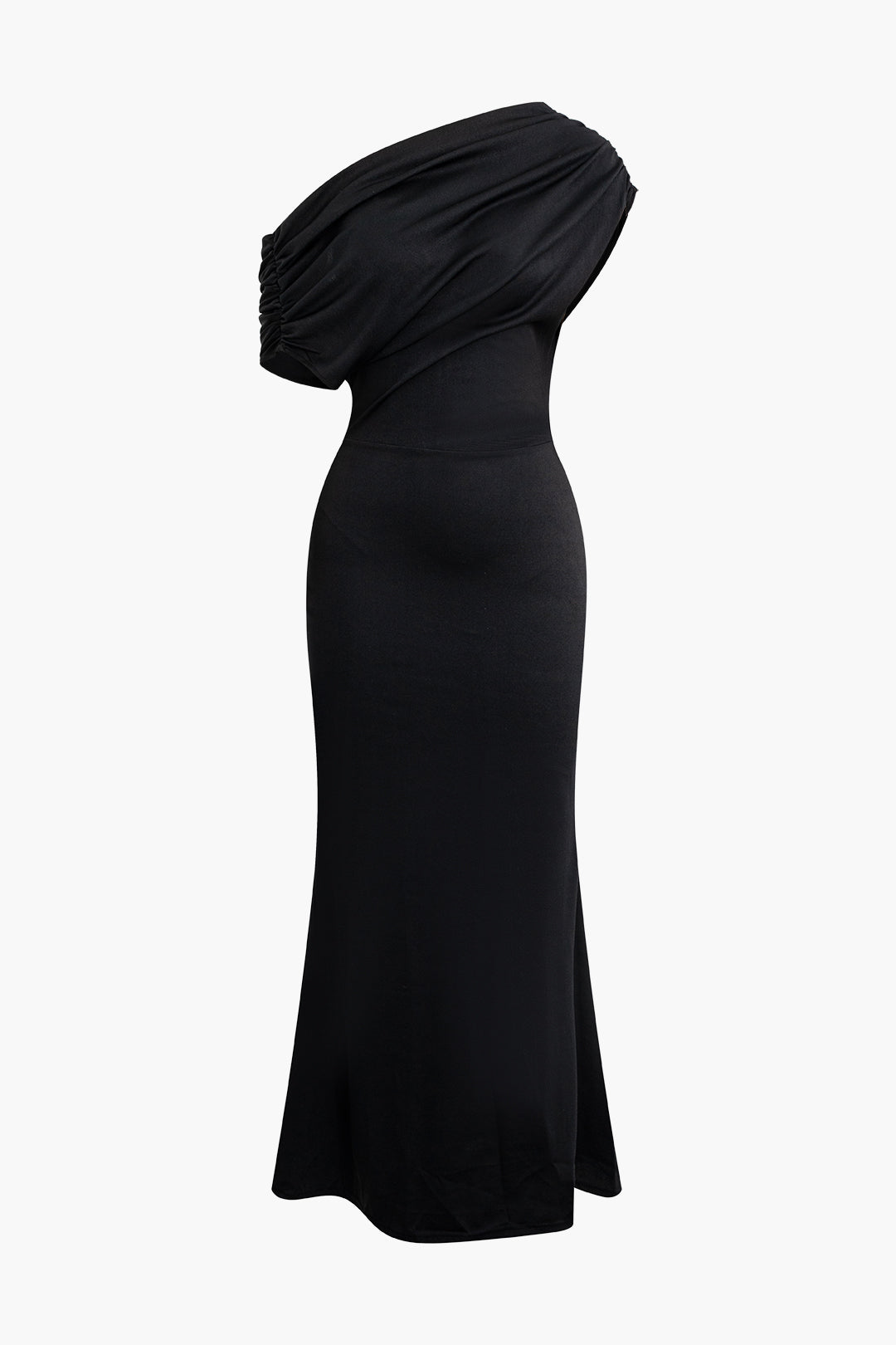 Asymmetrical One Shoulder Ruched Slit Maxi Dress for Y2K Fashion and Coquette Aesthetic