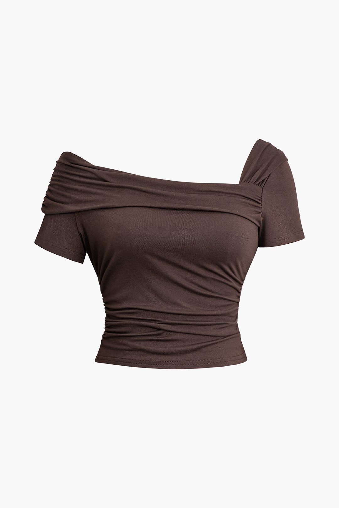 Asymmetrical Ruched Crop Top in Y2K Style - Trendy Cute Top for Aesthetic Outfits