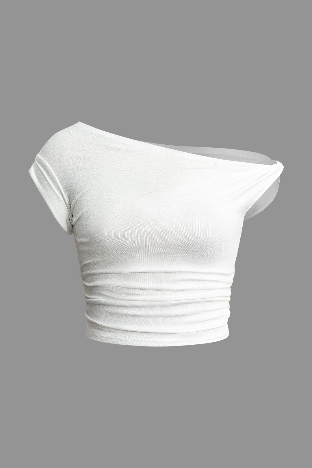 Asymmetrical Ruched Crop Top in Y2K Style for Trendy Aesthetic Outfits