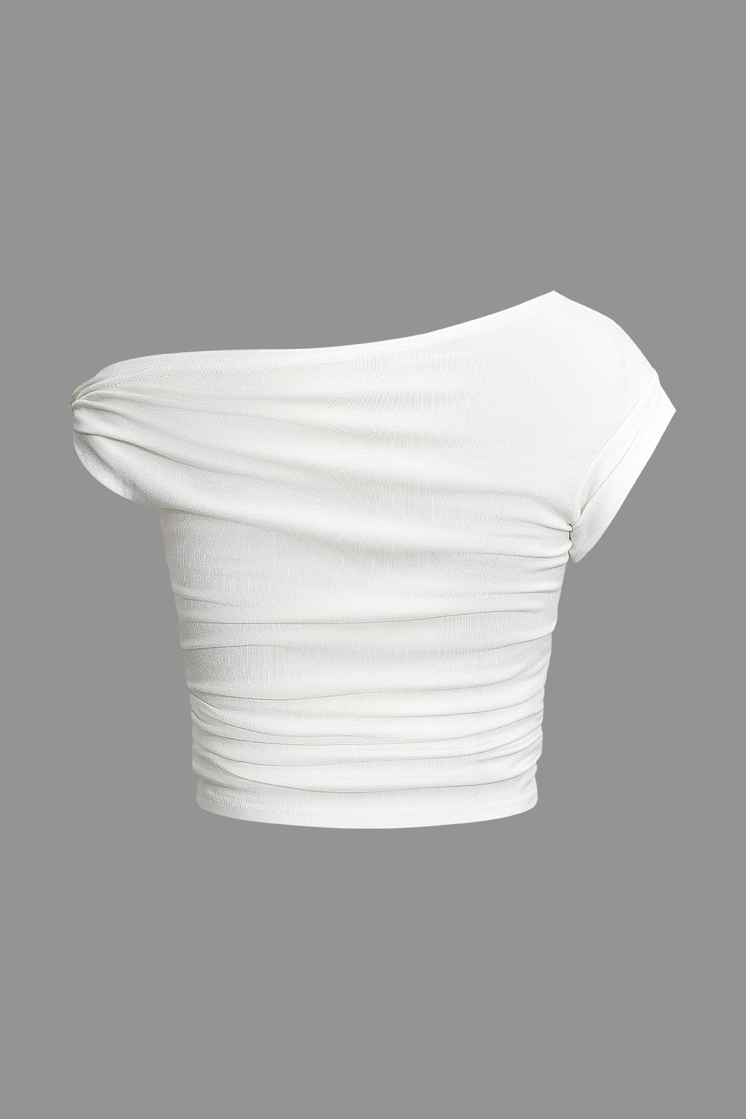 Asymmetrical Ruched Crop Top in Y2K Style for Trendy Aesthetic Outfits