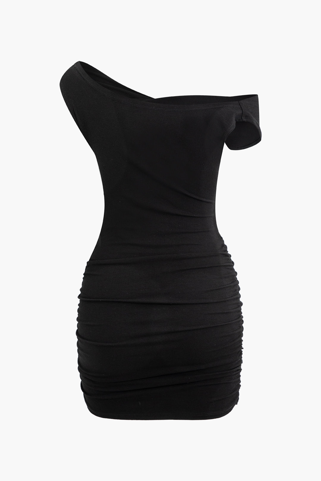 Asymmetrical Ruched Mini Dress in Y2K Style - Trendy Coquette Aesthetic Outfit