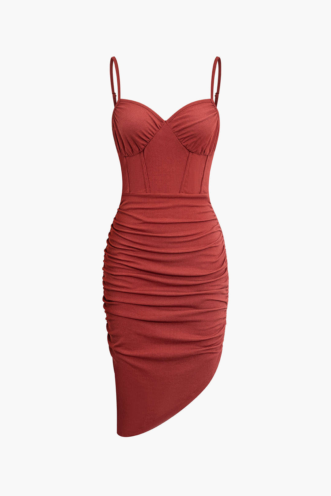 Asymmetrical Ruched Slip Midi Dress in Y2K Style for Coquette and Grunge Aesthetic