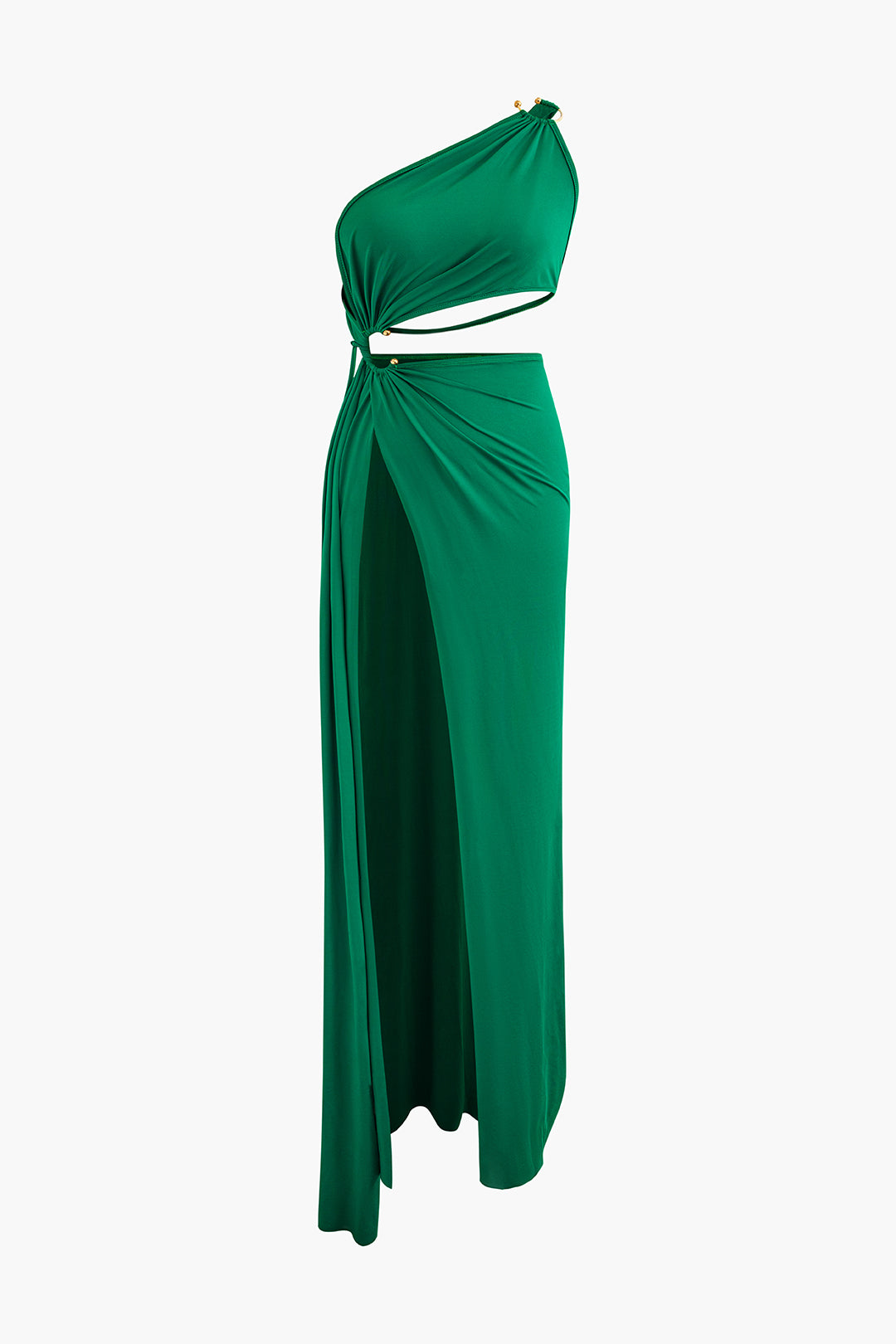 Asymmetrical Twist Cut-Out Slit Maxi Dress for Y2K Aesthetic and Coquette Style