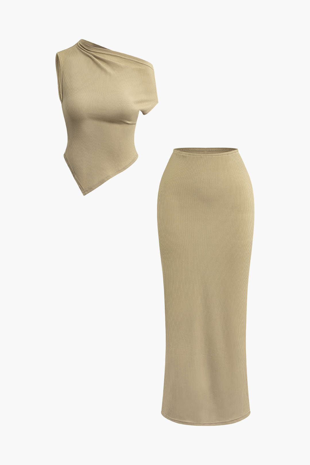 Asymmetrical Twist Top with High Waist Maxi Skirt Set for Y2K Fashion Lovers