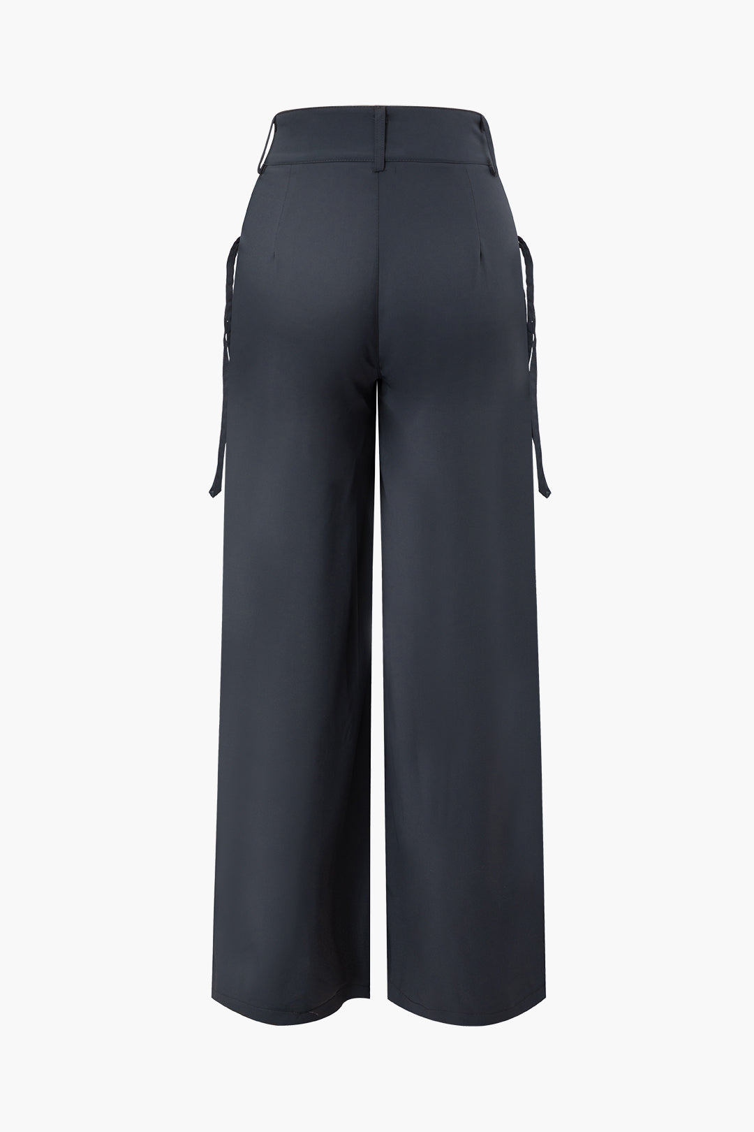 Asymmetrical Waist Ruched Straight Pants for Y2K Aesthetic and Grunge Style Outfits