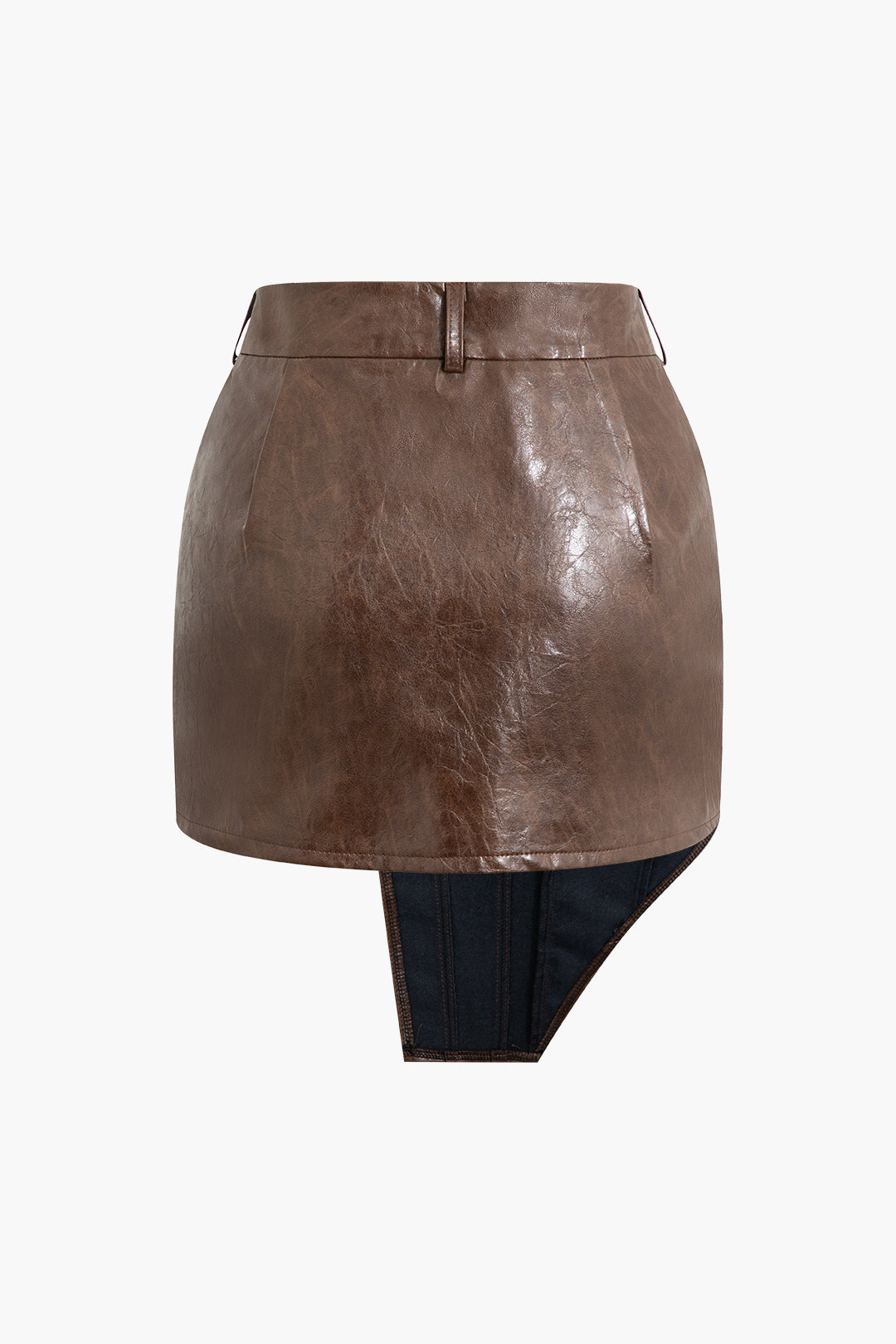 Asymmetrical Y2K Faux Leather Mini Skirt for Edgy Grunge and Coquette Aesthetic Outfits