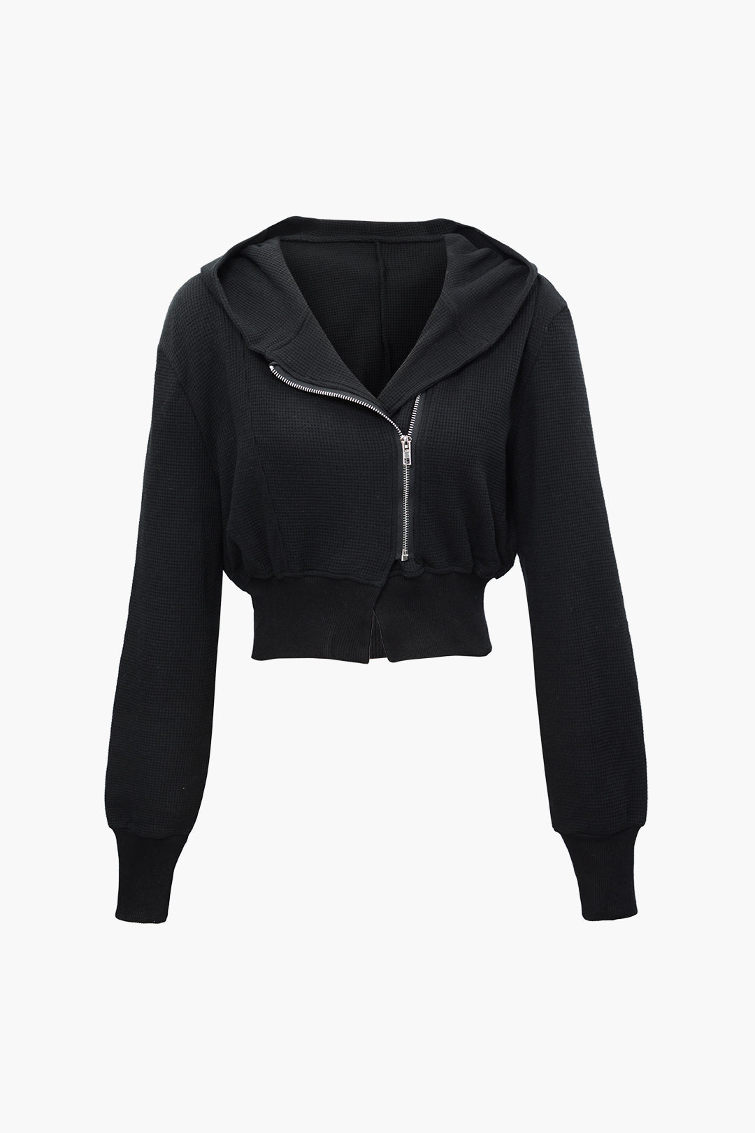 Asymmetrical Zipper Hooded Crop Top - Y2K Aesthetic Comfy Hoodie for Trendy Outfits