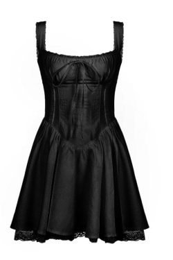 Backless Solid Mini Dress with Zip-Up and Lace Hem - Y2K Aesthetic Fashion Essential