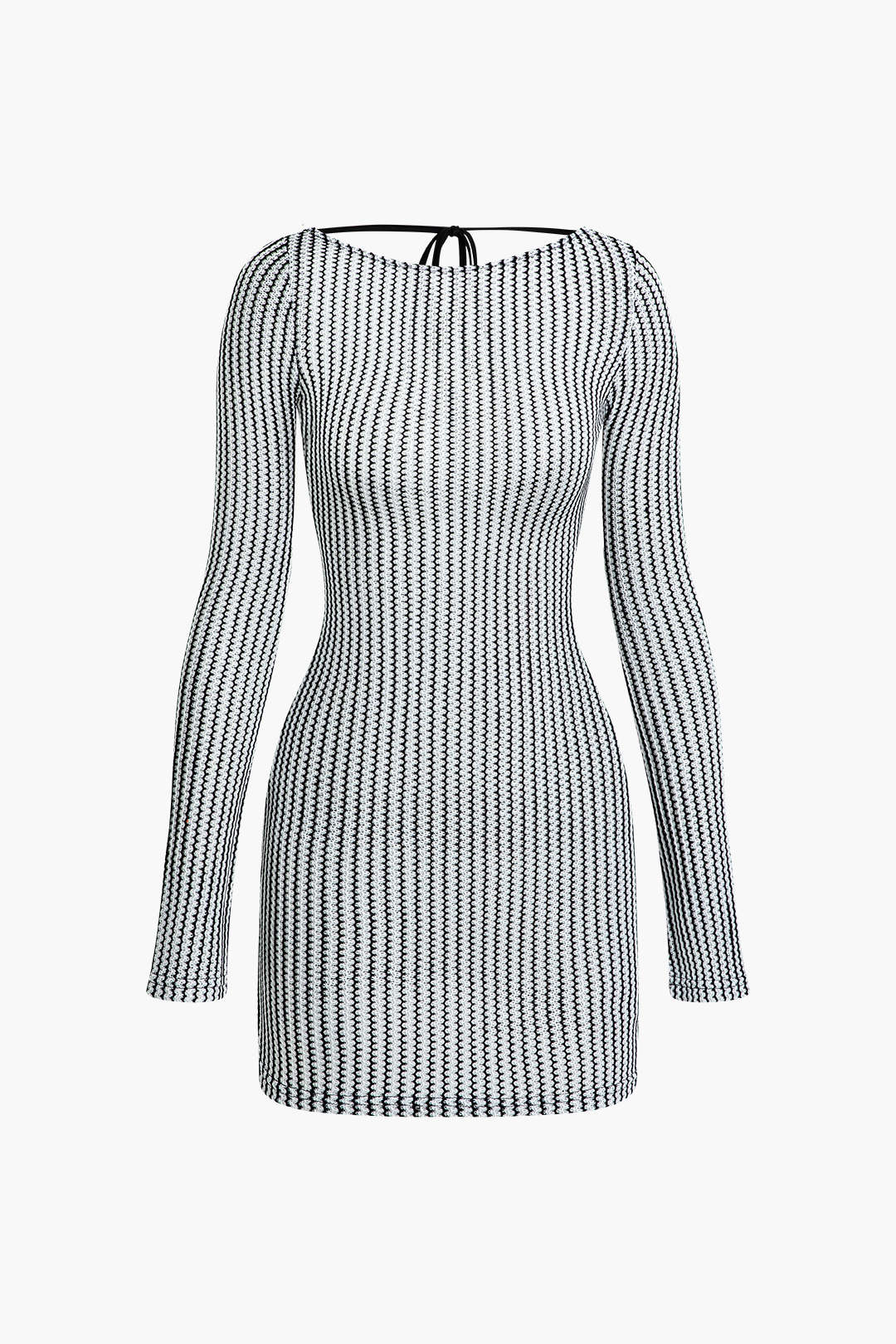 Backless Stripe Mini Dress with Long Sleeves - Y2K Fashion Essential for Aesthetic Outfits