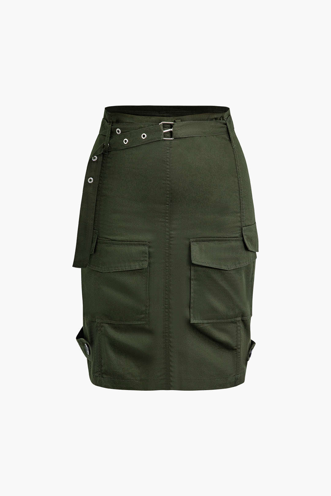 Belted Cargo Mini Skirt in Y2K Style with Flap Pockets for Trendy Aesthetic Outfits