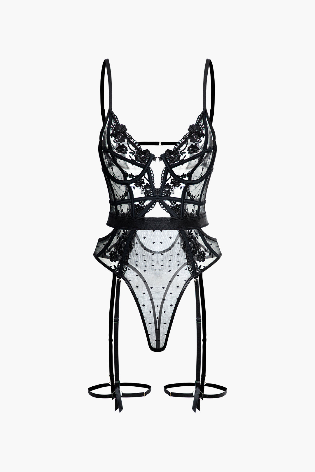 Belted Cut-Out Lace Bodysuit for Y2K Fashion Lovers - Chic Coquette Aesthetic Top