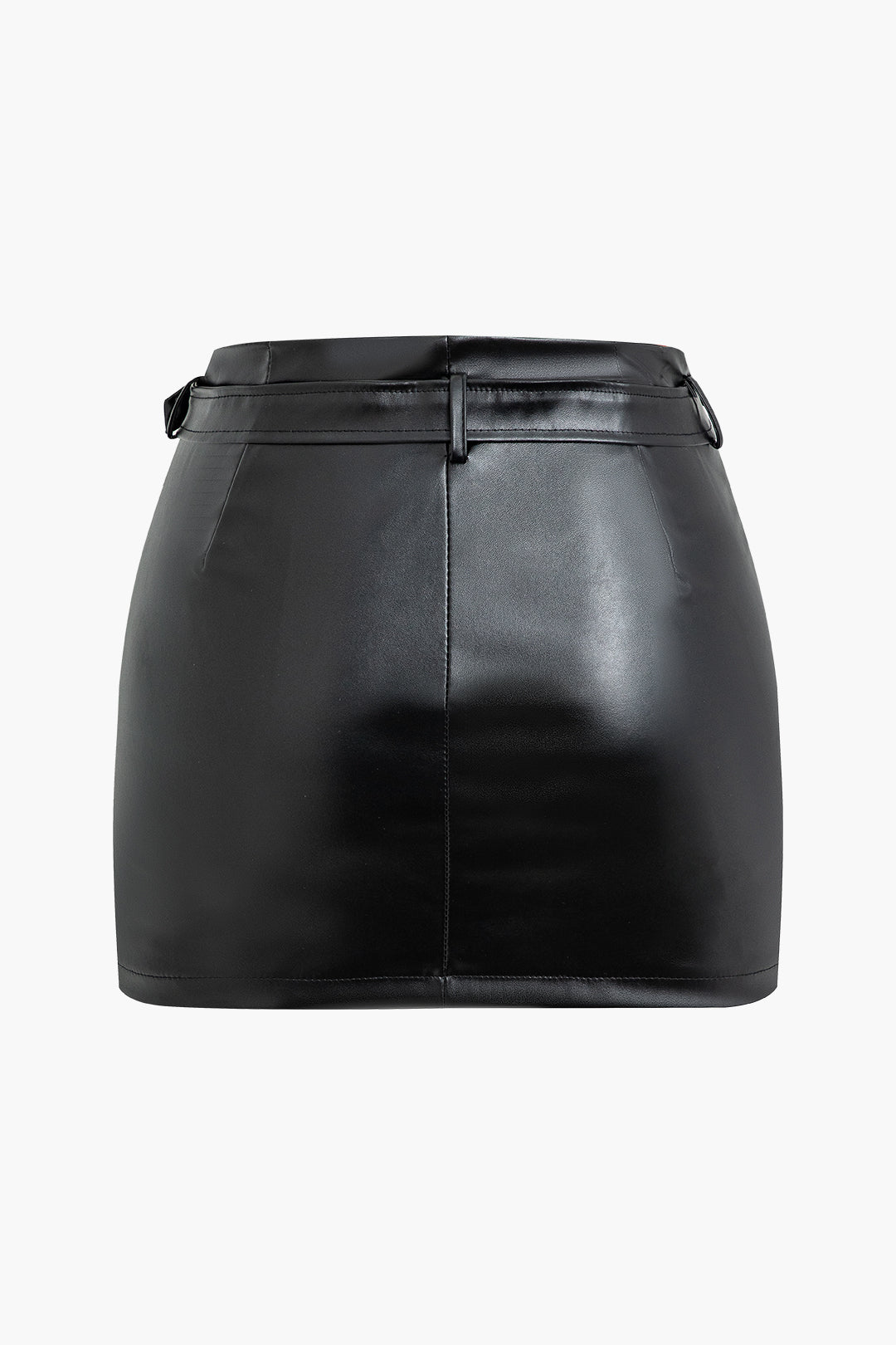 Belted Faux Leather Mini Skirt for Y2K Fashion and Grunge Aesthetic Outfits