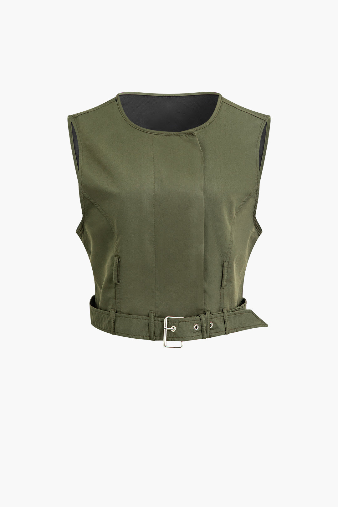 Belted Hem Sleeveless Waistcoat - Y2K Aesthetic Layering Piece for Chic Coquette Style