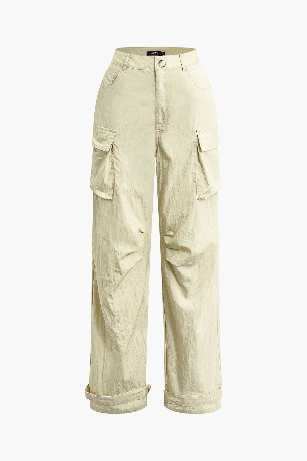 Belted Ruched Straight Leg Pants with Flap Pockets for Y2K and Grunge Aesthetic Styles