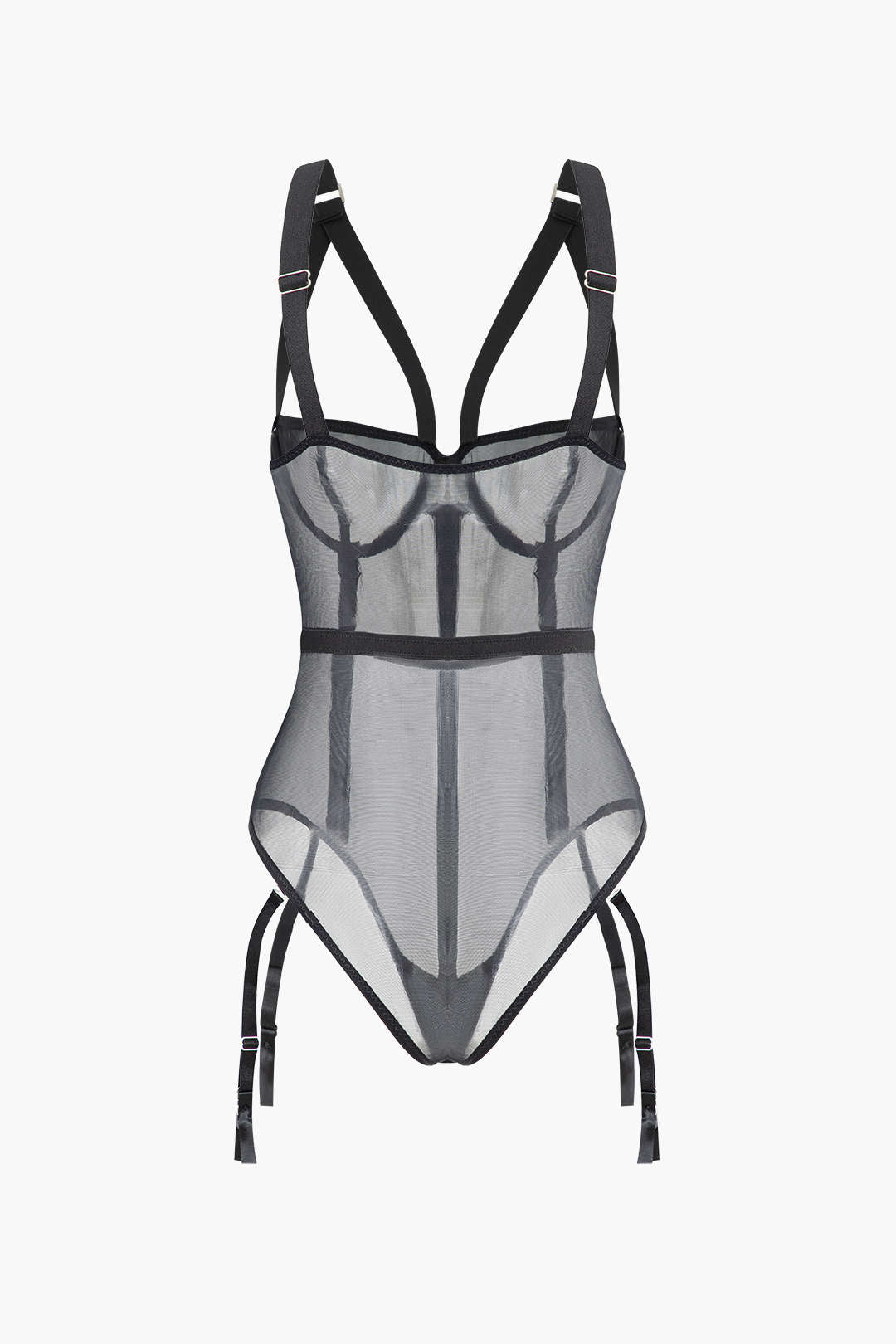 Belted Sheer Mesh Bodysuit for Y2K Aesthetic, Coquette Style, and Grunge Fashion Looks