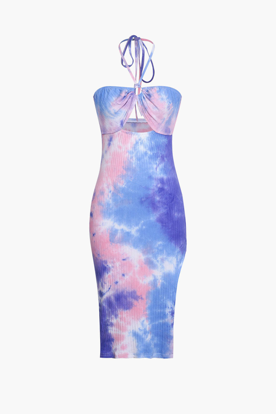 Blue Tie Dye Halter Neck Midi Dress - Y2K Aesthetic Summer Fashion for Trendy Outfits