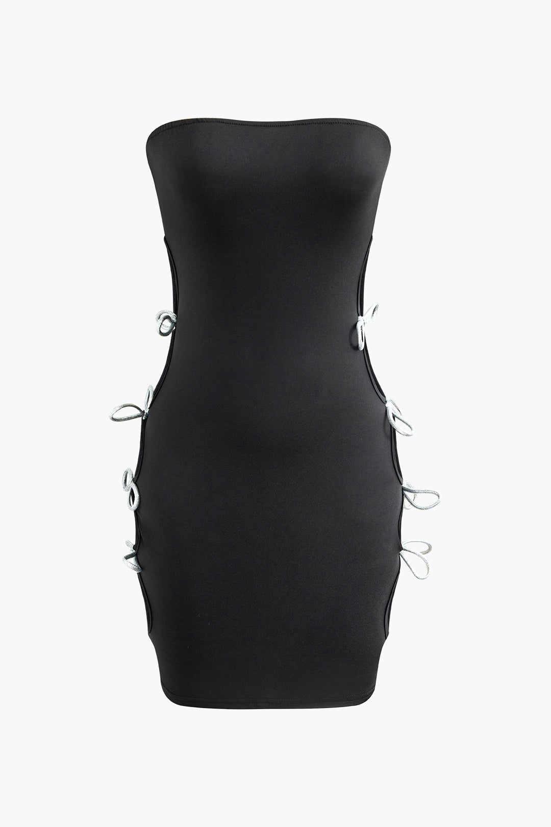 Bow Detail Cut-Out Strapless Mini Dress in Y2K Aesthetic for Chic Summer Outfits