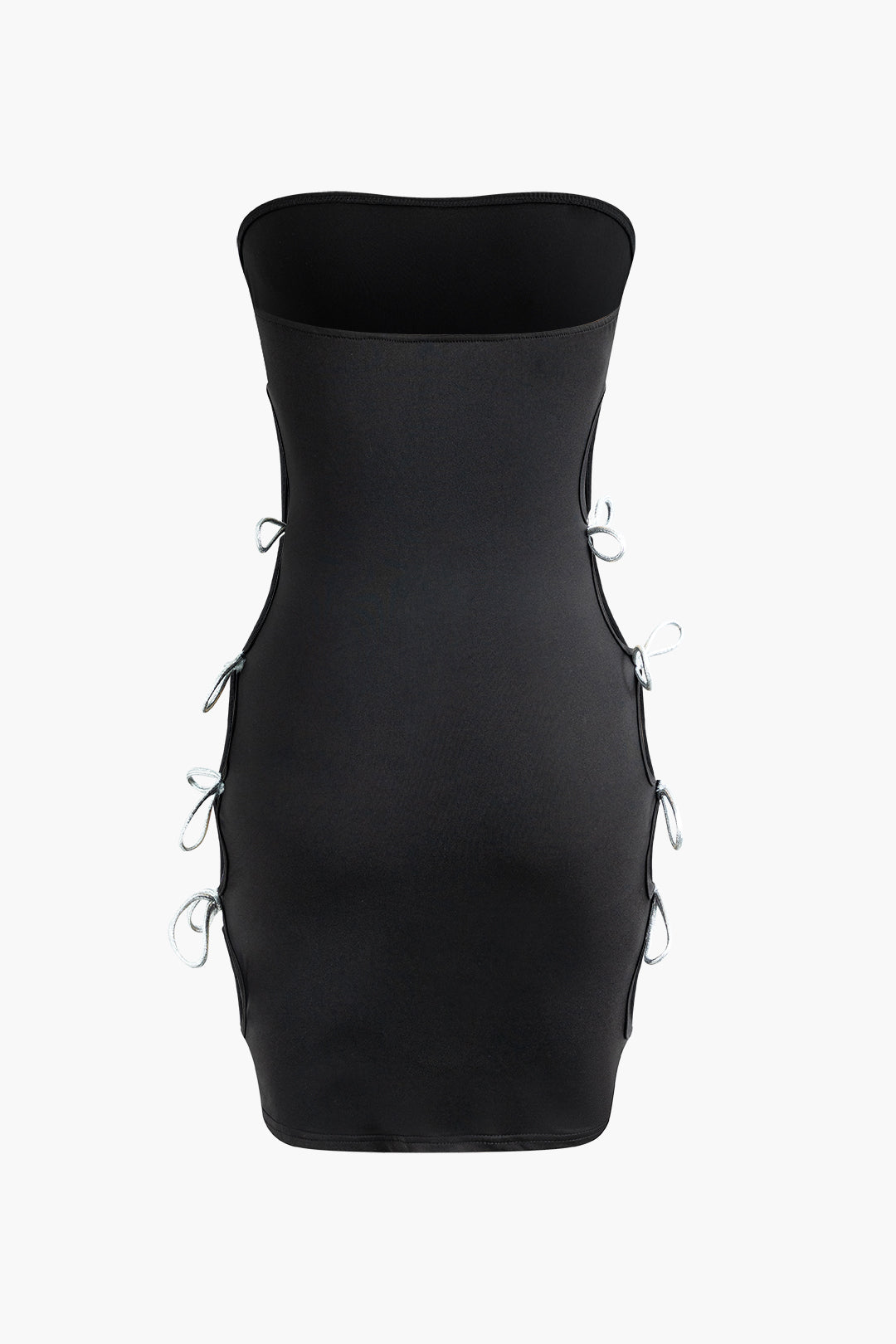 Bow Detail Cut-Out Strapless Mini Dress in Y2K Aesthetic for Chic Summer Outfits