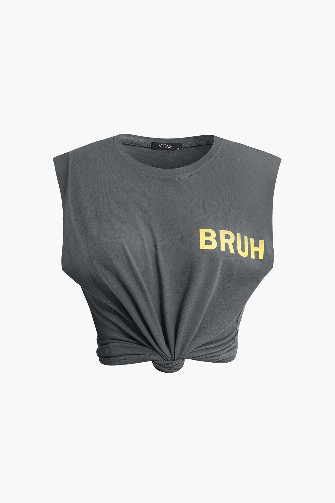 Bruh Print Y2K Sleeveless T-Shirt - Trendy Grunge Aesthetic Top for Casual Outfits