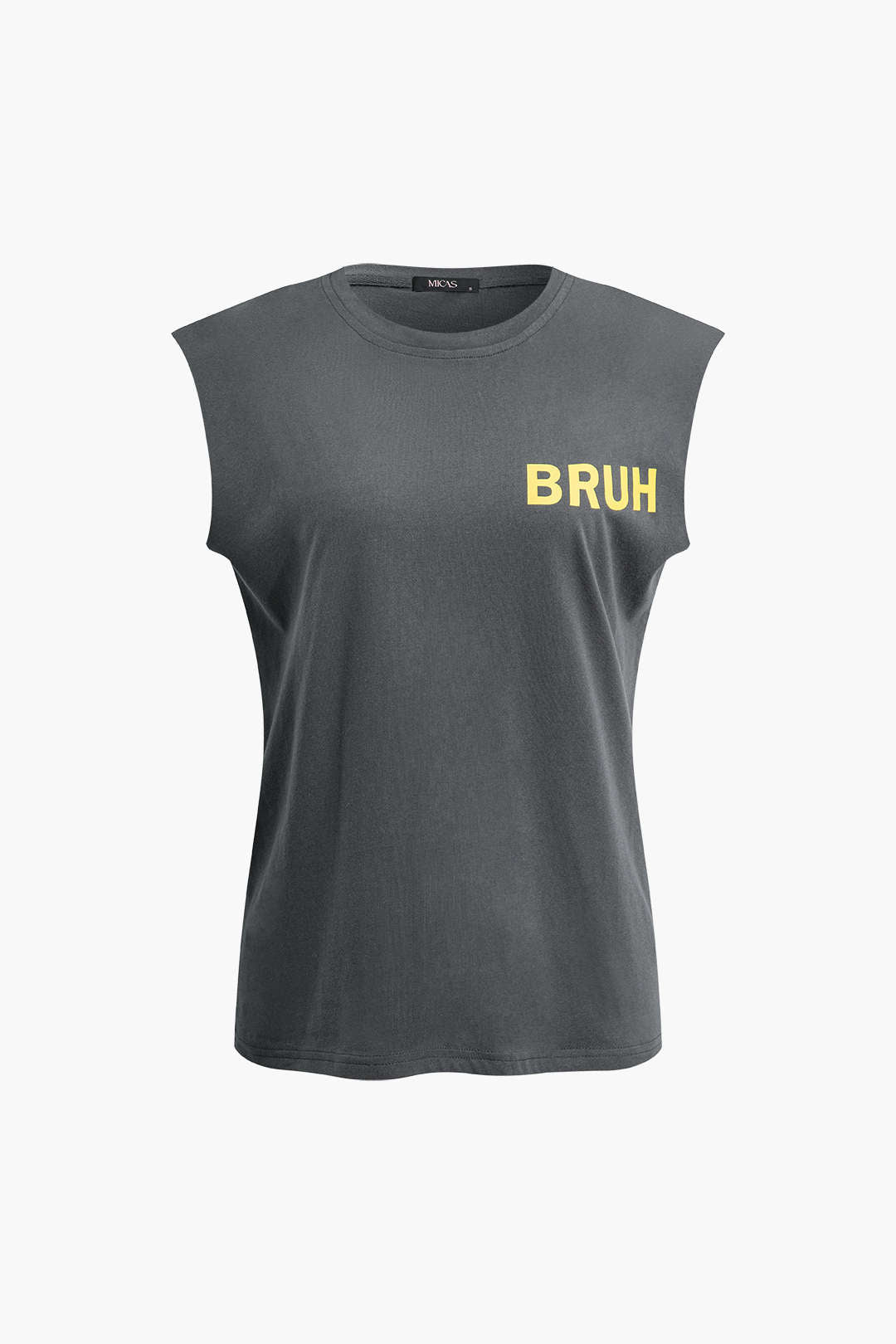 Bruh Print Y2K Sleeveless T-Shirt - Trendy Grunge Aesthetic Top for Casual Outfits