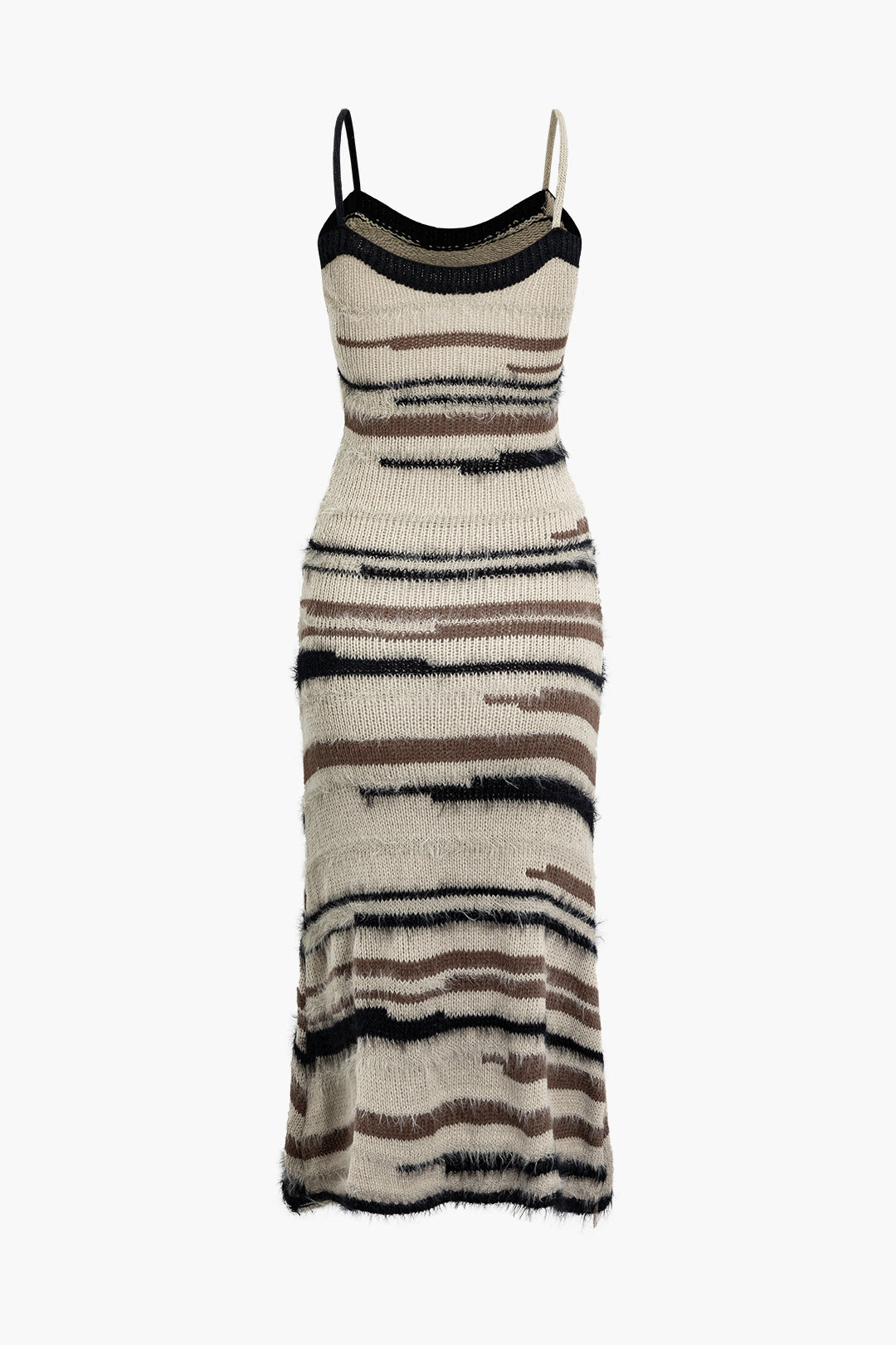 Brushed Stripe Knit Cami Maxi Dress - Y2K Aesthetic Fashion for Effortless Style