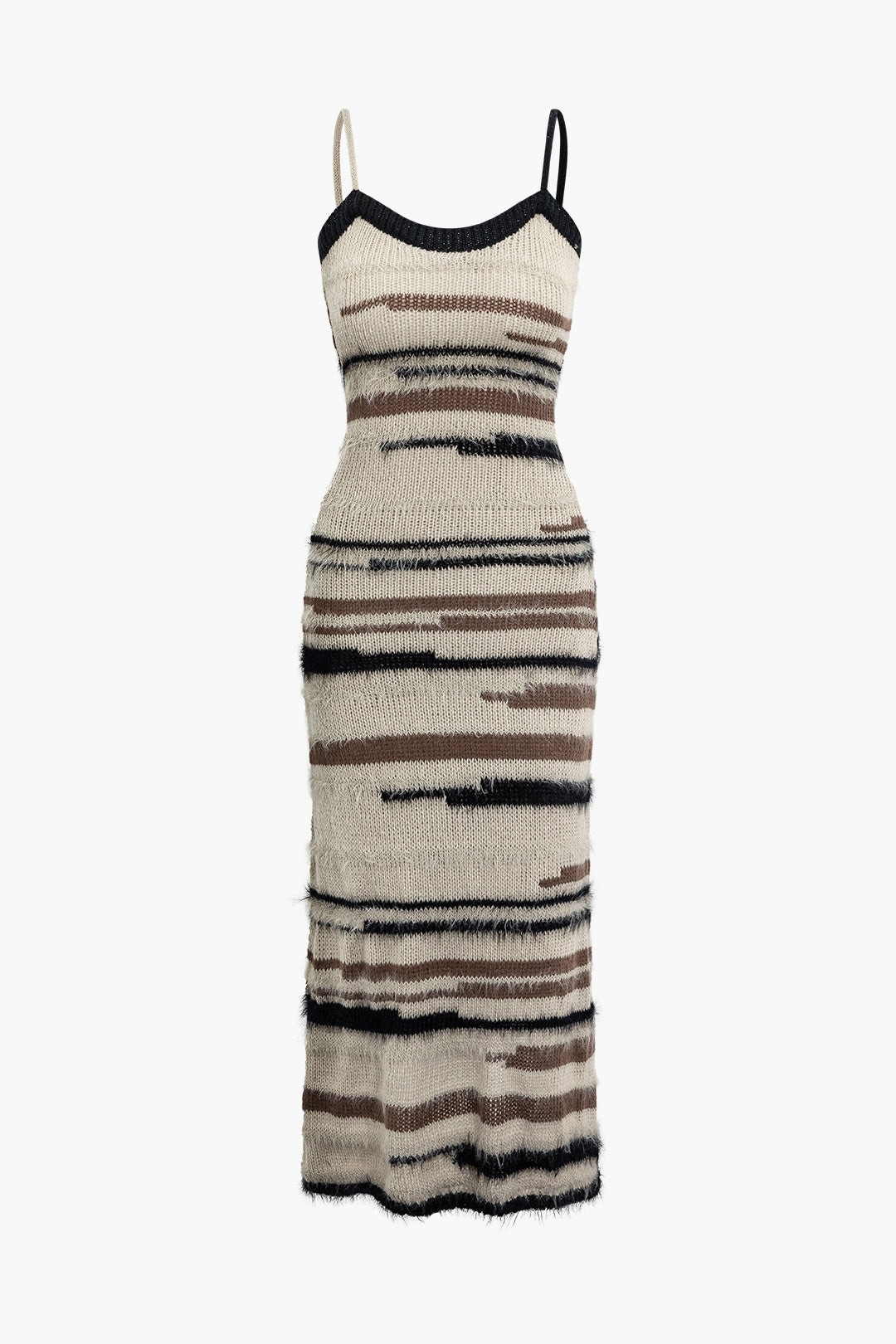 Brushed Stripe Knit Cami Maxi Dress - Y2K Aesthetic Fashion for Effortless Style