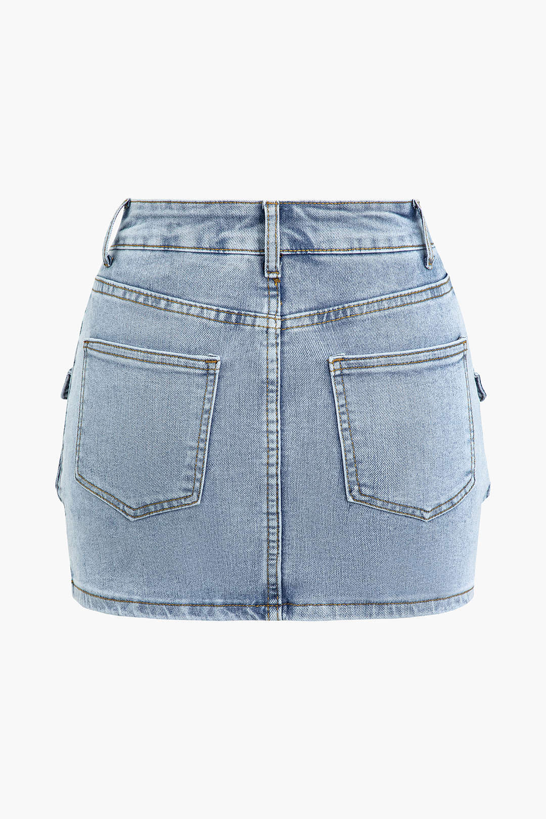 Buckle Flap Pocket Y2K Denim Cargo Mini Skirt for Grunge and Coquette Aesthetic Styles