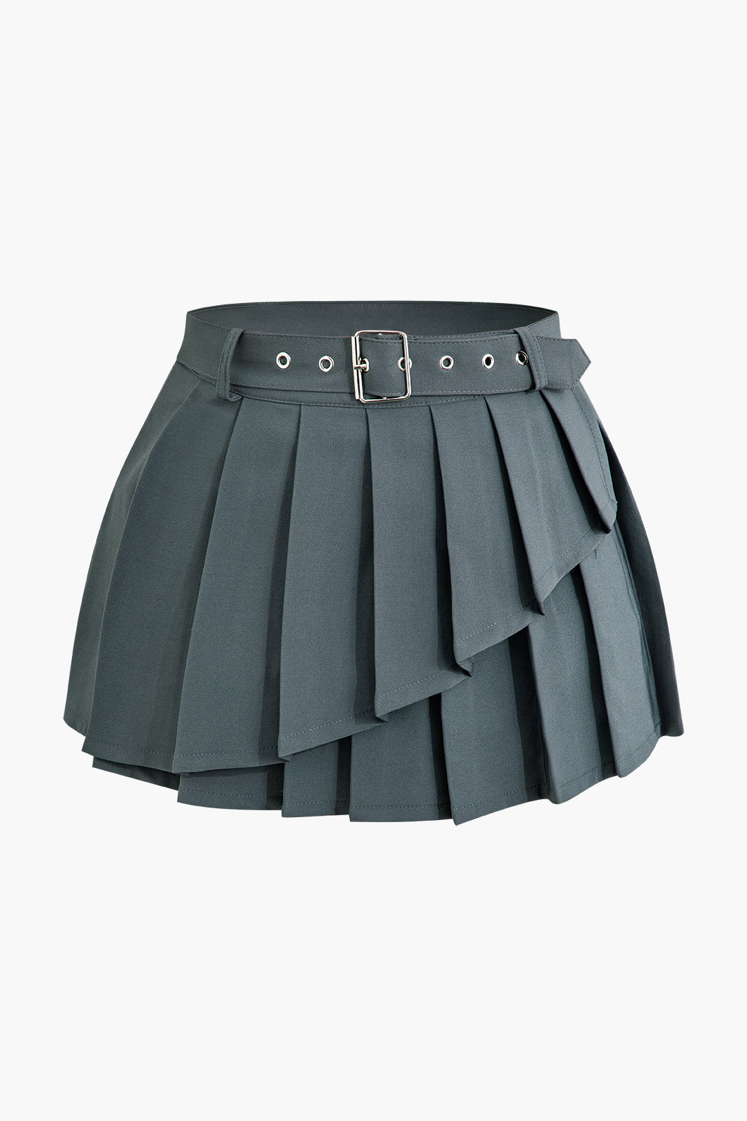 Buckle Layered Pleated Mini Skirt - Y2K Aesthetic Grunge Style for Trendy Outfits