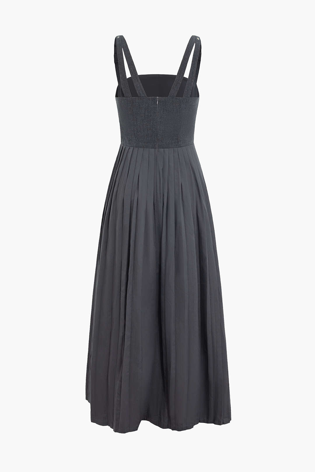 Buckle Strap Pleated Bustier Maxi Dress in Y2K Style for Coquette and Grunge Aesthetics