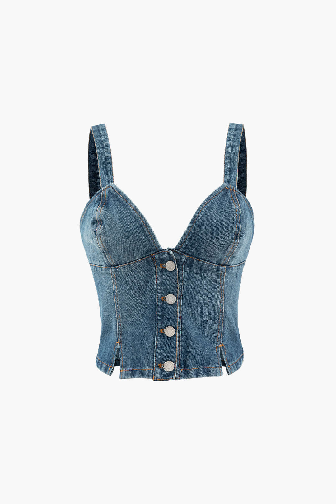 Button Front Denim Cami Top - Y2K Aesthetic Cute Crop Top for Stylish Outfits