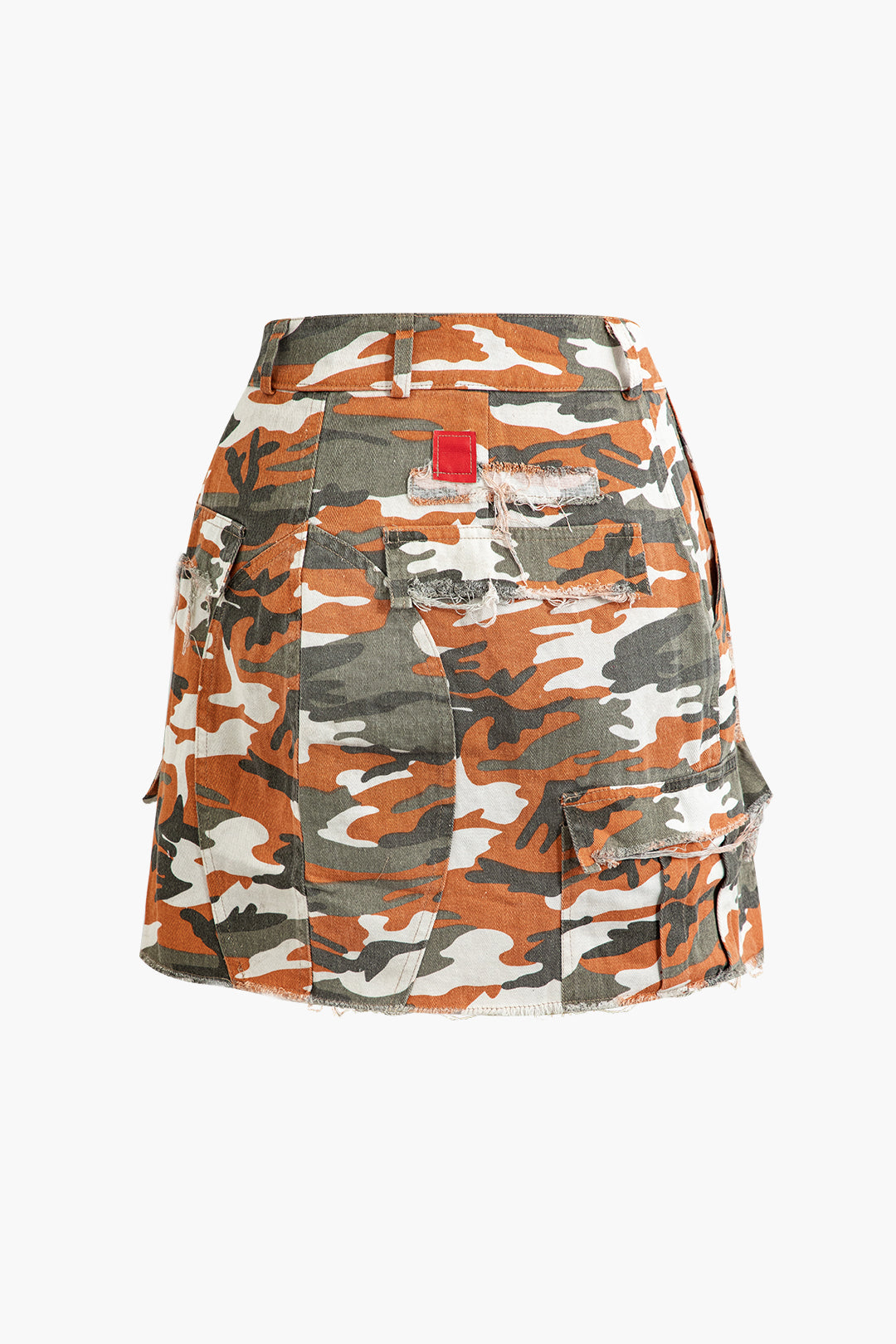 Camo Frayed Split Mini Skirt - Y2K Aesthetic Cargo Skirt for Grunge and Coquette Styles