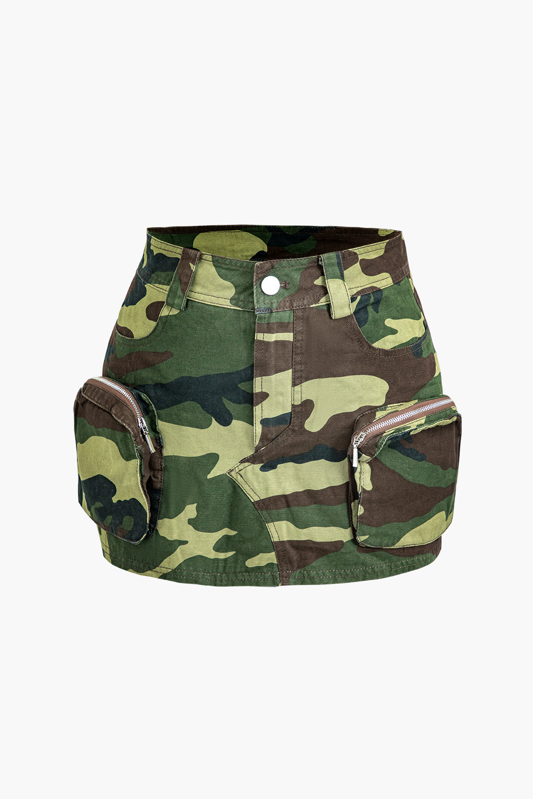 Camo Print Cargo Pocket Mini Skirt - Y2K Aesthetic Grunge Style for Trendy Outfits