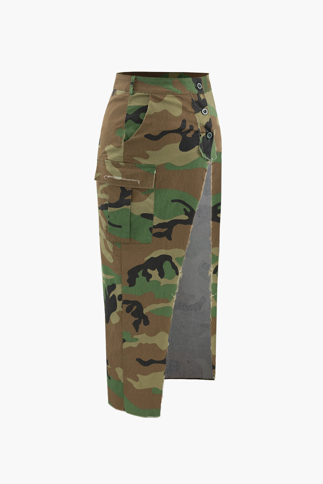 Camo Print Cargo Skirt with Flap Pockets for Y2K and Grunge Aesthetic Outfits