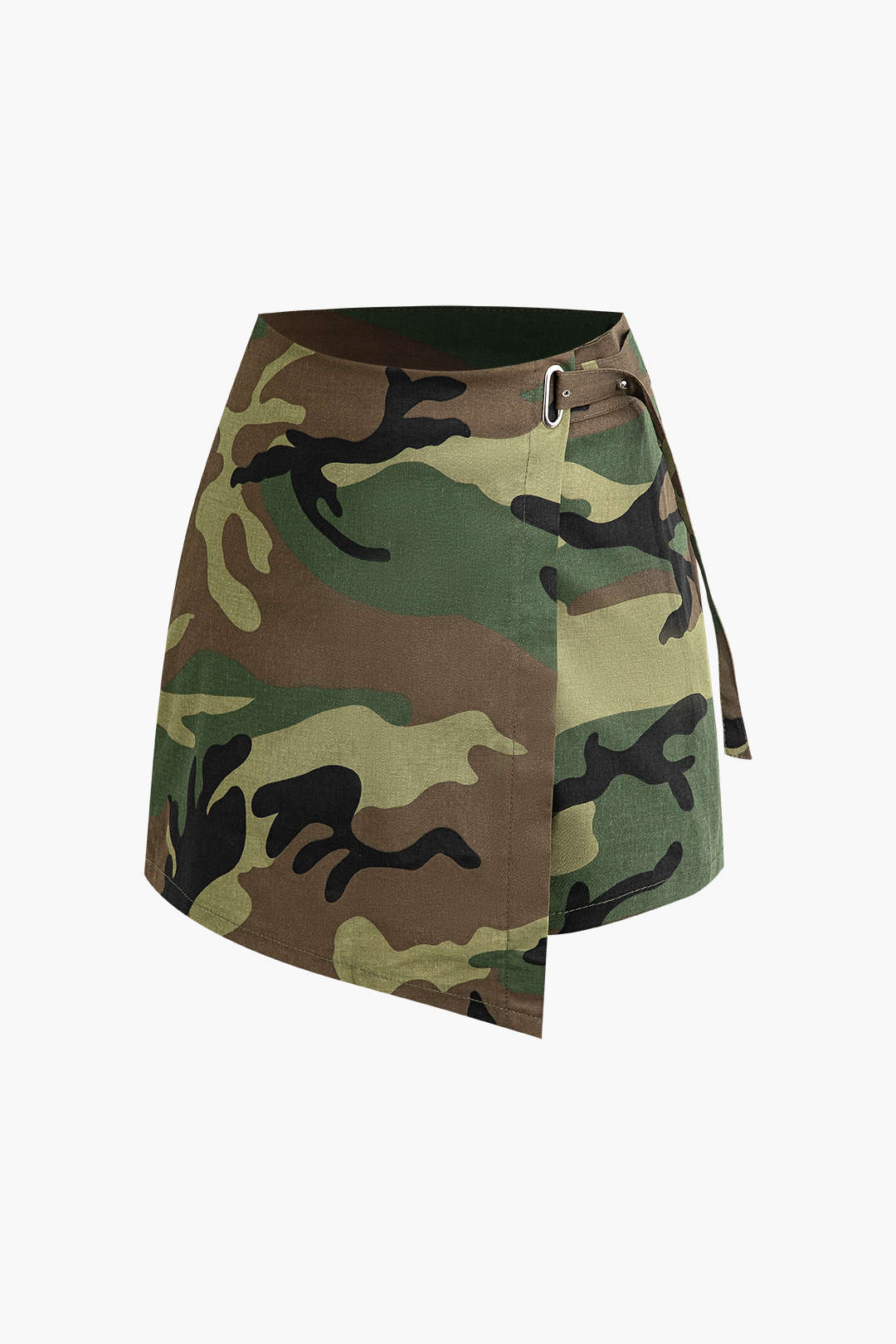 Camo Print Y2K Style Asymmetrical Wrap Shorts for Trendy Aesthetic Outfits