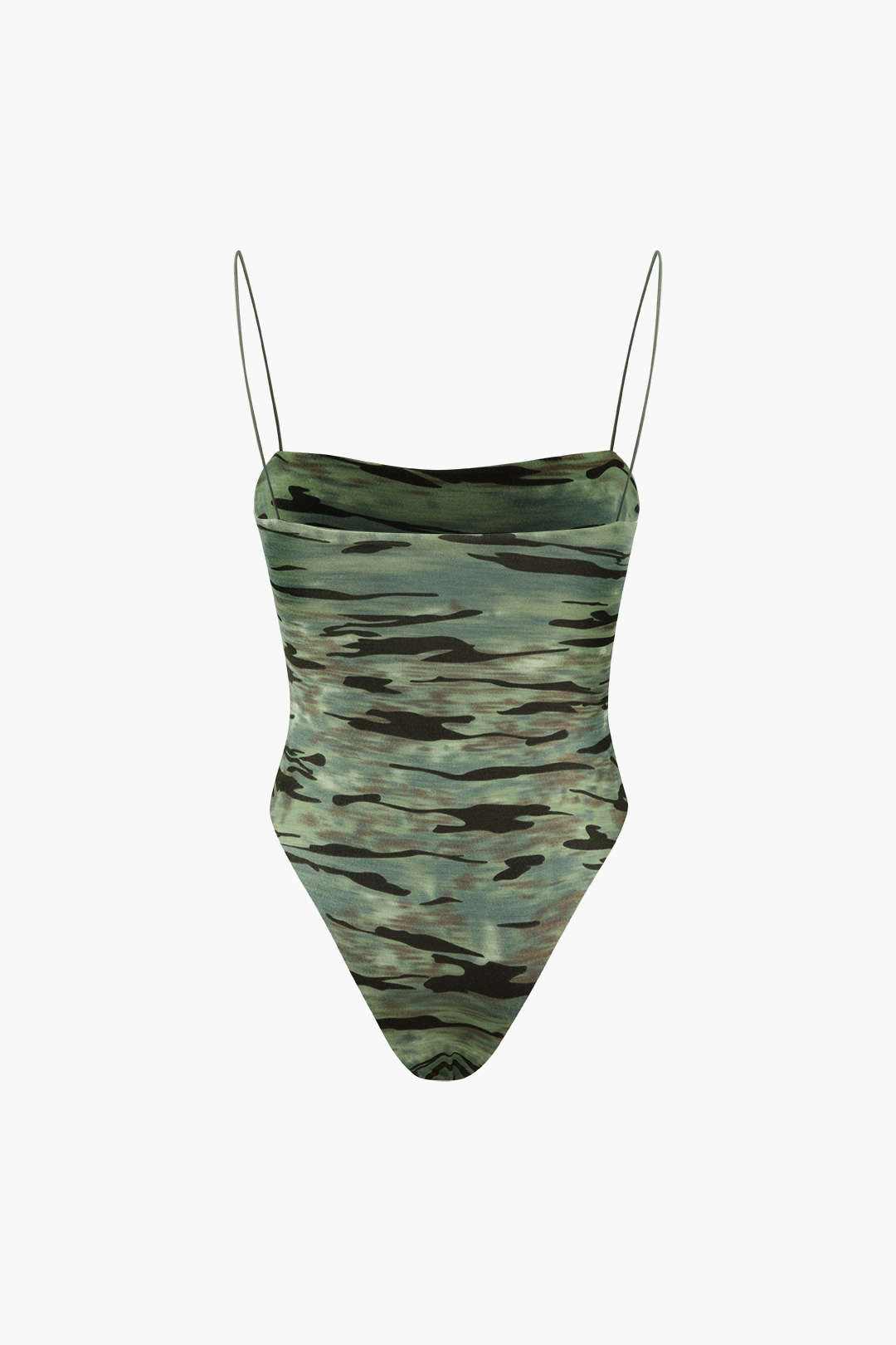 Camo Spaghetti Strap Bodysuit - Y2K Aesthetic Cute Top for Grunge and Coquette Styles